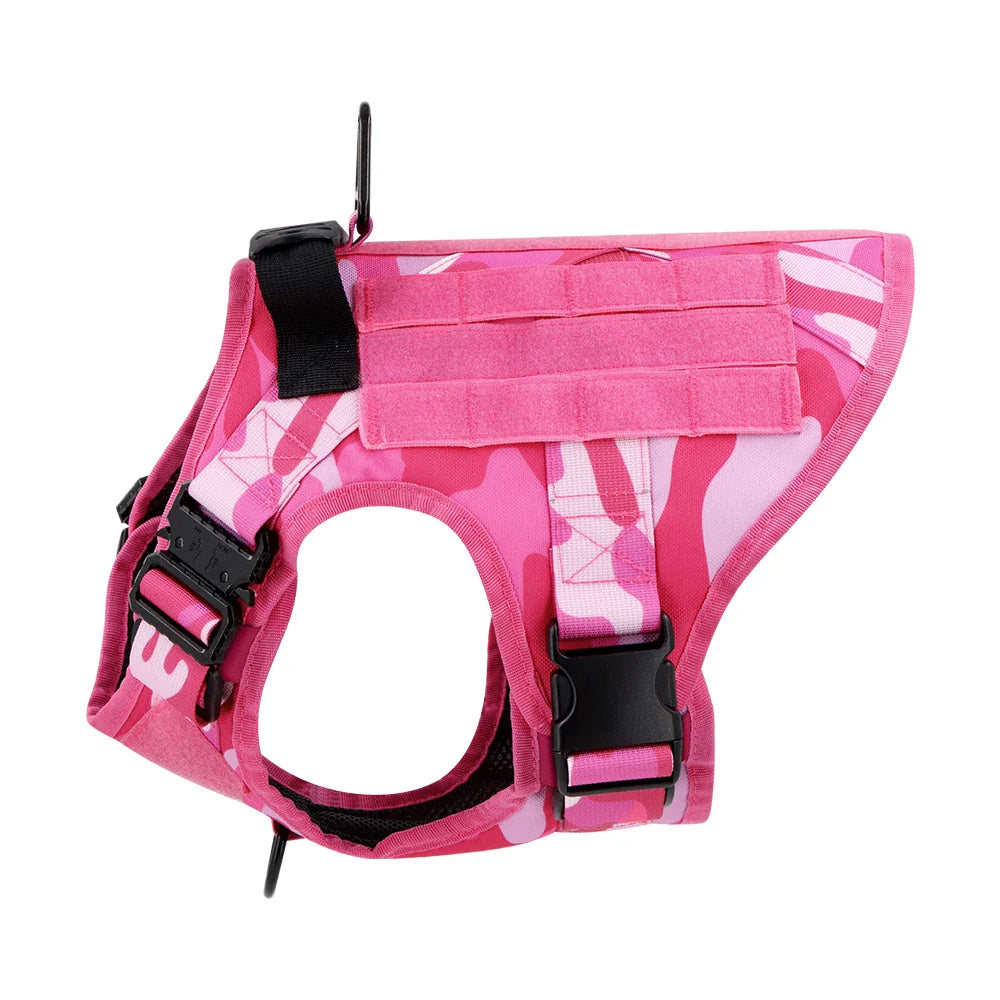 Pink Military Dog Harness And Leash Set Adjustable Pet Tactical Training Vest German Shepherd Malinois For Medium Large Dogs