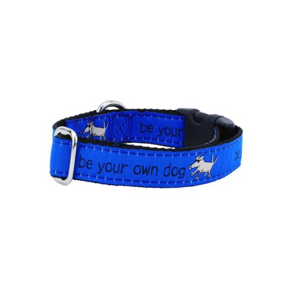 Premium Pet Guardian Gear: 1″ Be Your Own Dog Teddy The Dog – Blue Essential Buckle Martingale Dog Collar - Sanctum Paws and Fangs