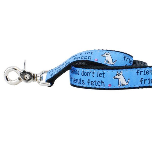 Premium Pet Guardian Gear: 1″ Friends Don’t Let Friends Fetch Teddy The Dog Ribbon Dog Leash - Sanctum Paws and Fangs