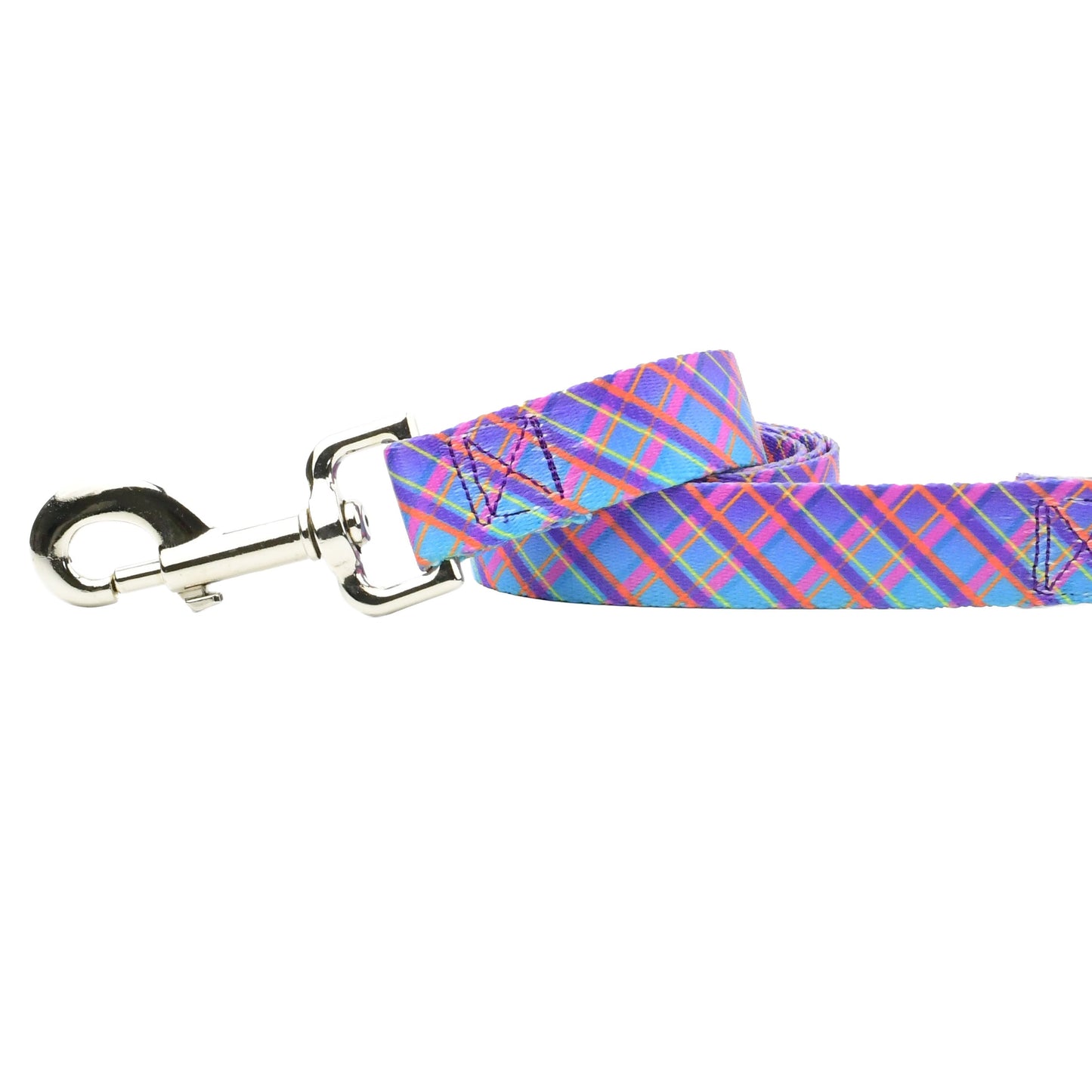 Twilight Glow Blue Plaid Dog Leash  EarthStyle