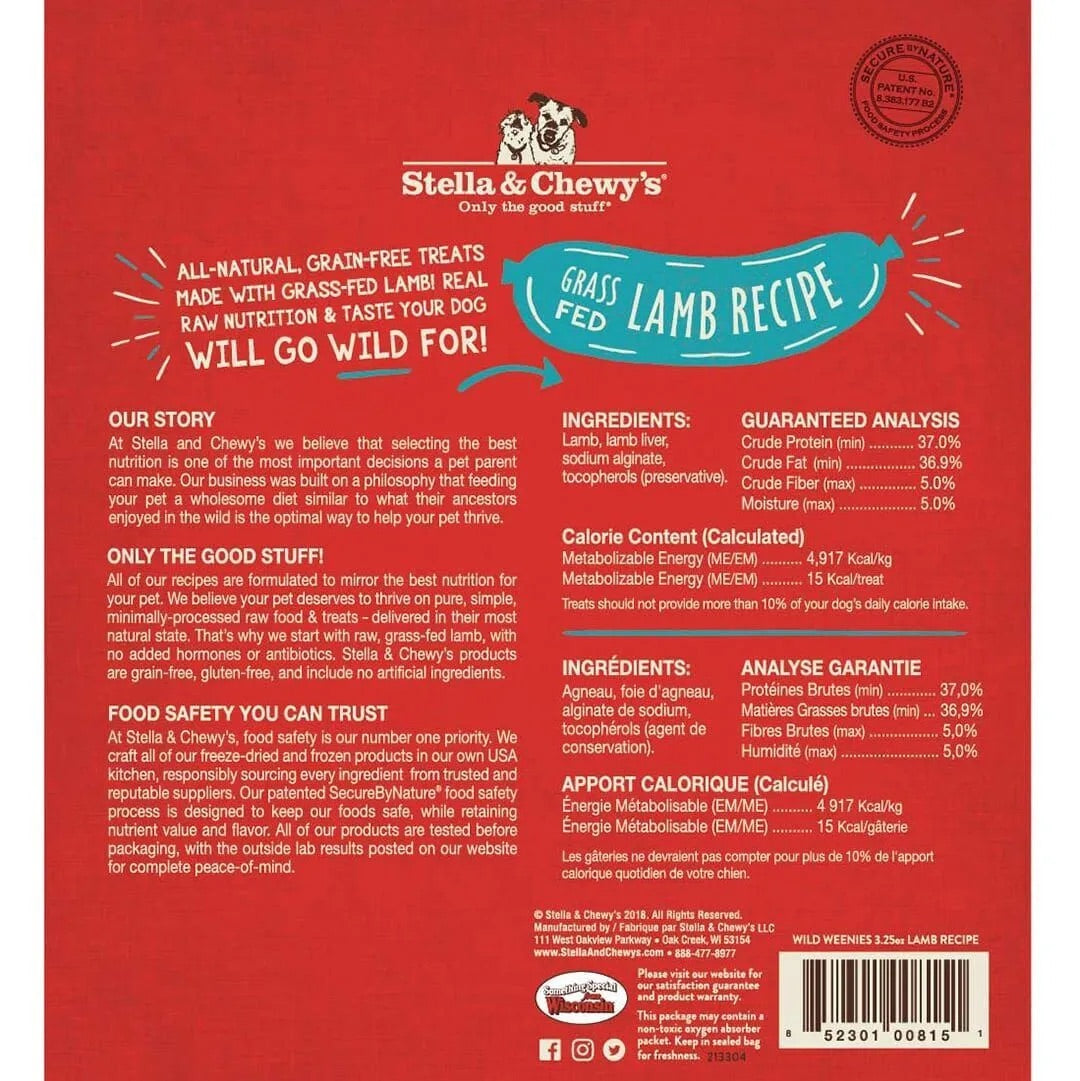 Stella & Chewy’s Freeze Dried Wild Weenies Lamb Dog Treats (3.25oz)