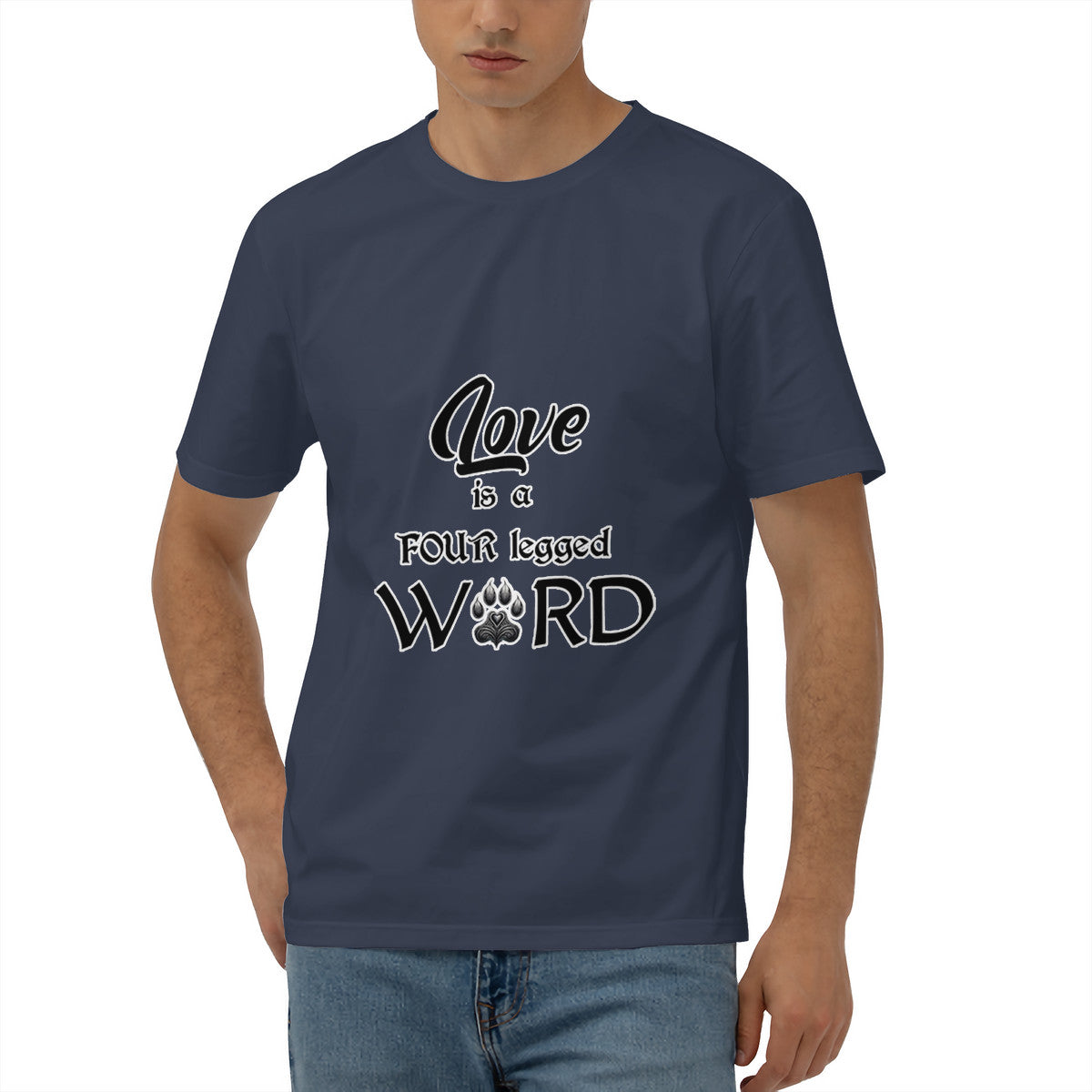 SPF Men's Short Sleeve Cotton Tee (Love is a four-legged word)