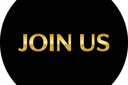 A PICTURE THAT SAYS "JOIN US" IN GOLD LETTERS WITH A BLACK BACKGROUND. IT HAS TO BE CLEARLY SEEN IN A SMALL CIRCULAR MENU. 