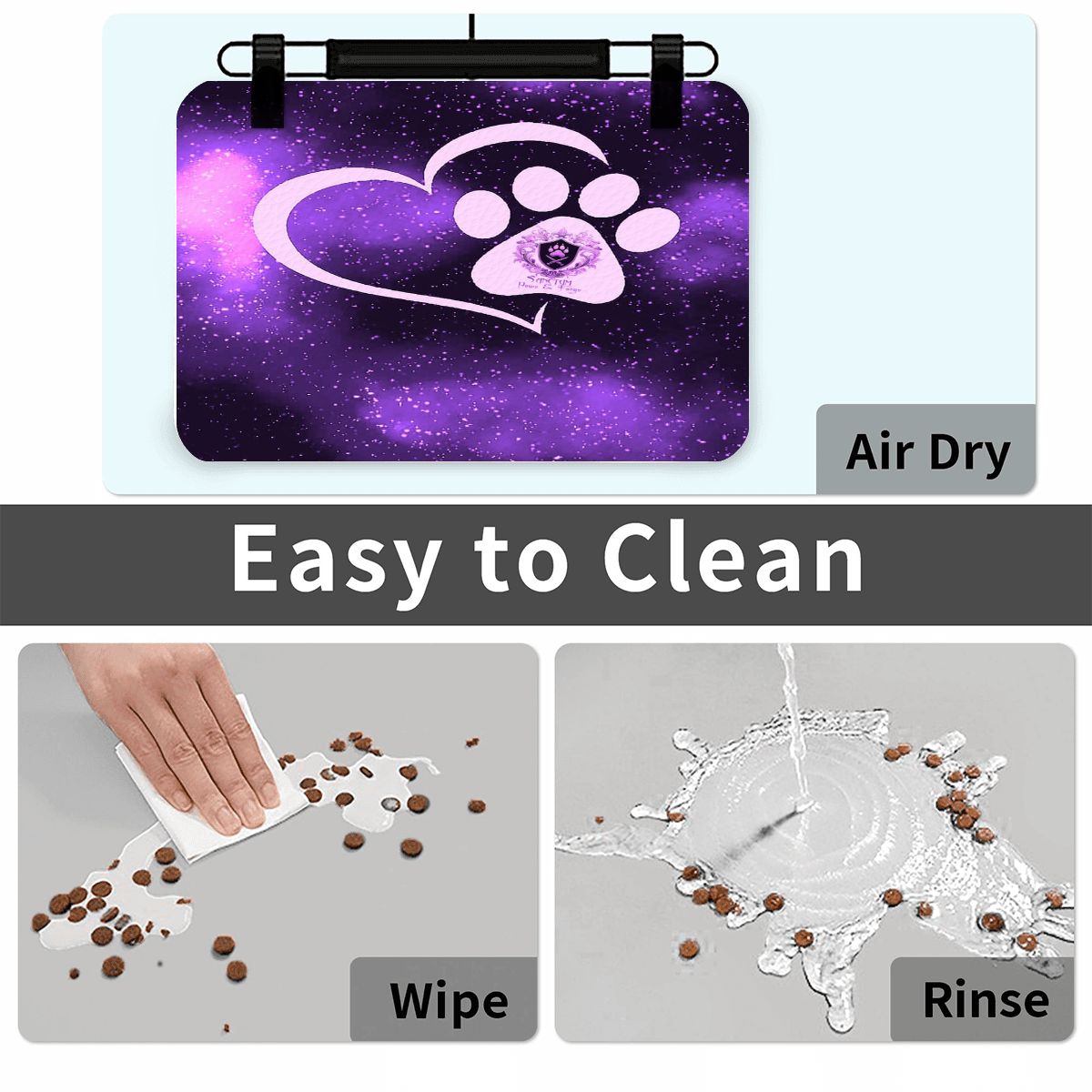 SPF Leather Waterproof Dog Food Mat - Purple