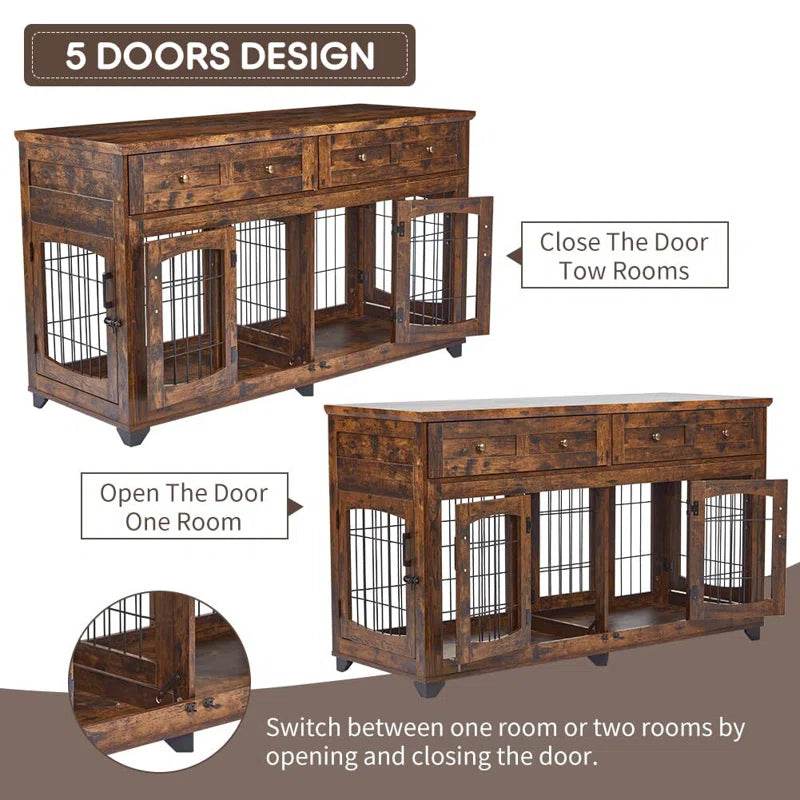Dog Crate Furniture with Openable Partition