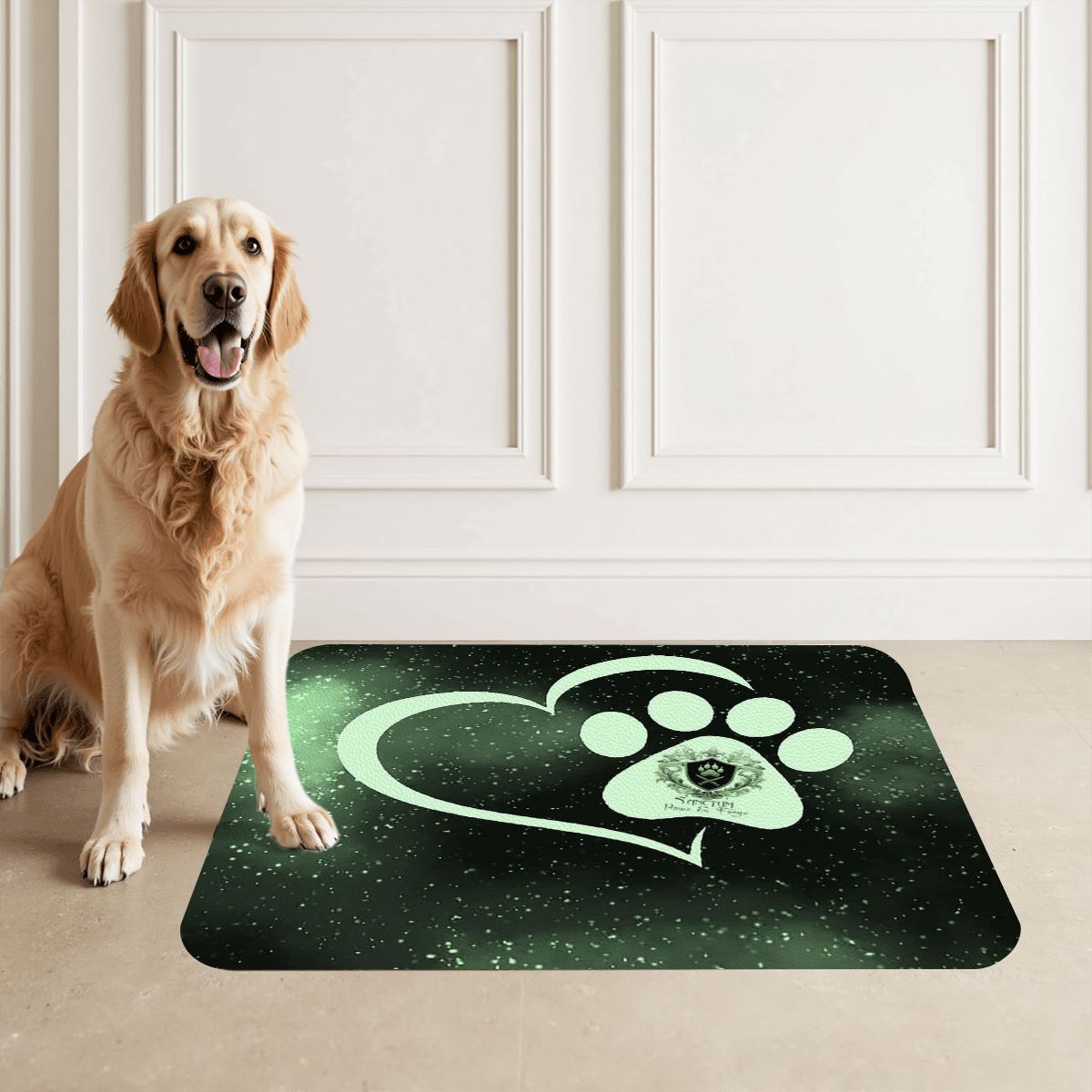 SPF Leather Waterproof Dog Food Mat - Green
