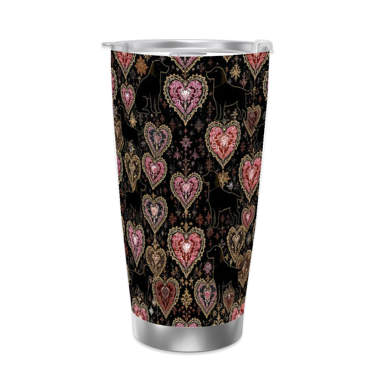 Dogs Love Travel Coffee Mug with Single Silver Edge (20oz) (Collection-2)