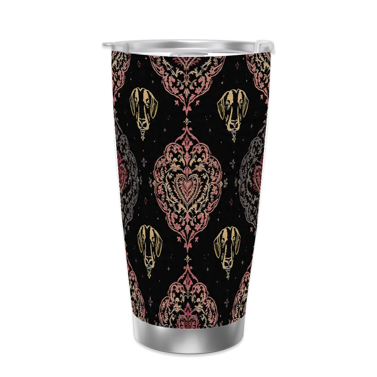 Dogs Love Travel Coffee Mug with Single Silver Edge (20oz) (Collection-2)