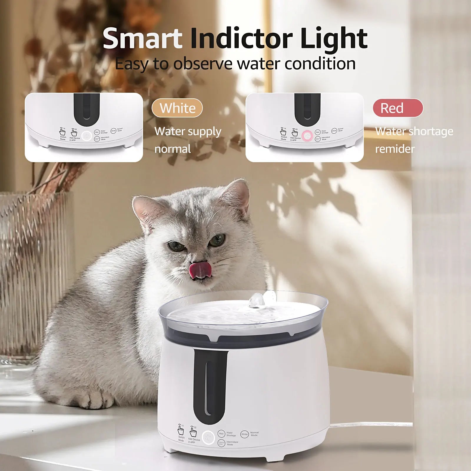 Cat Water Fountain Auto Filter Wireless Smart Pet Cat Drinker Bowl 2L Recirculate Filtring Drinker for Cats Pet Water Dispenser