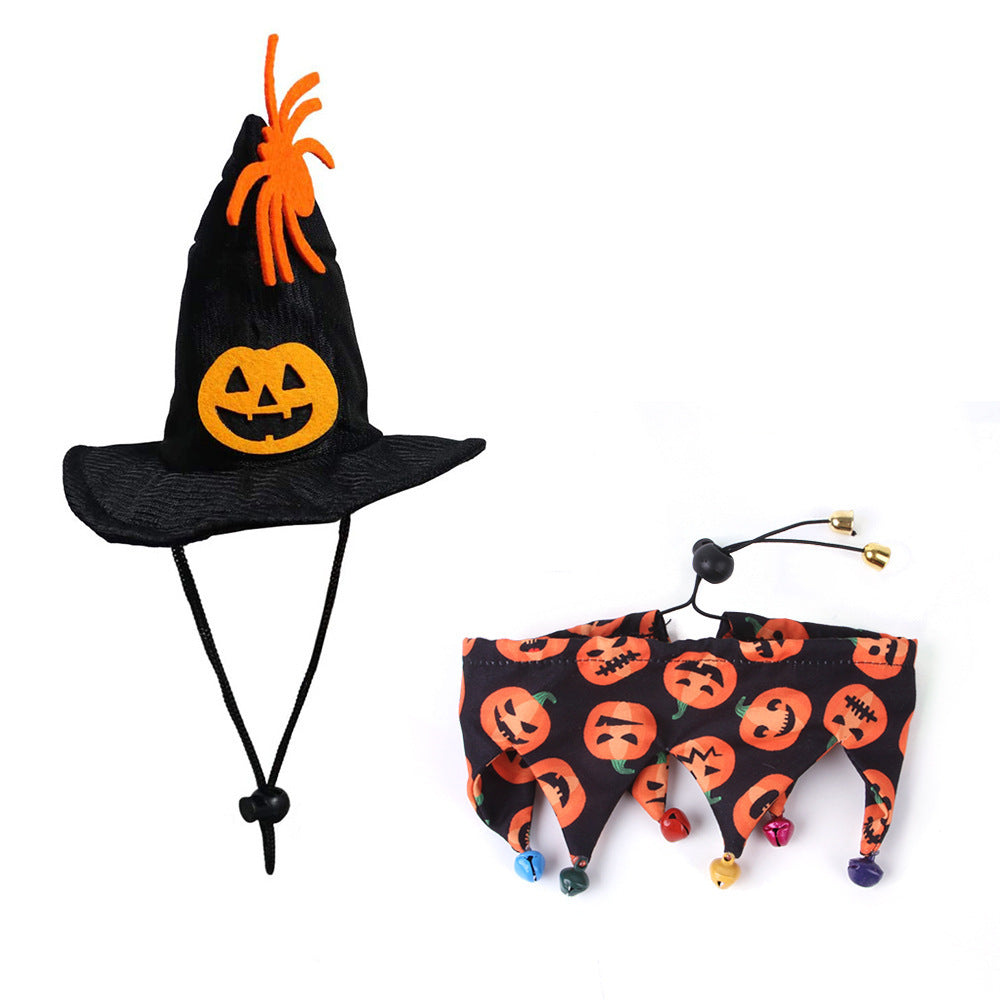 Halloween Hat And Scarf Set Skull Pattern Cat Cape Hat Set
