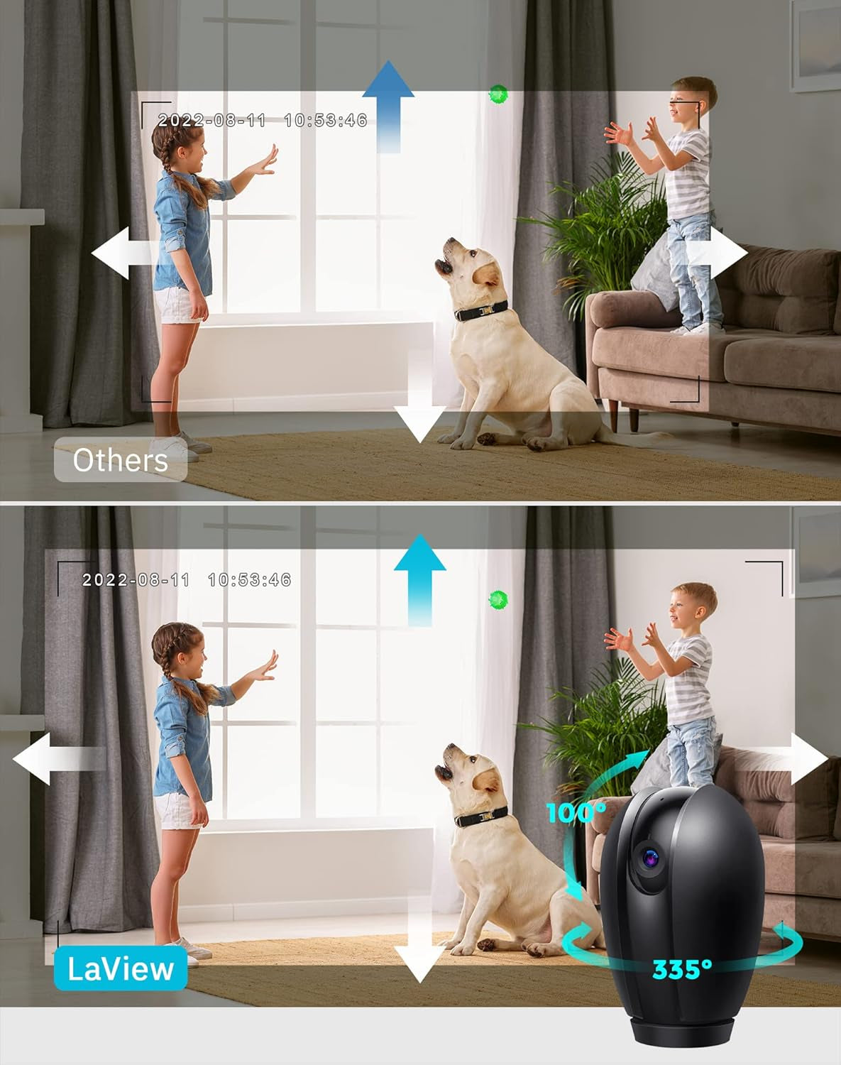 Security Cameras for Home + 2X 32GB SD Cards, PT Home Security Camera System with Motion Detection, Two-Way Audio, Night Vision, Indoor Wifi Camera for Baby/Pet, Alexa, USA Cloud Service