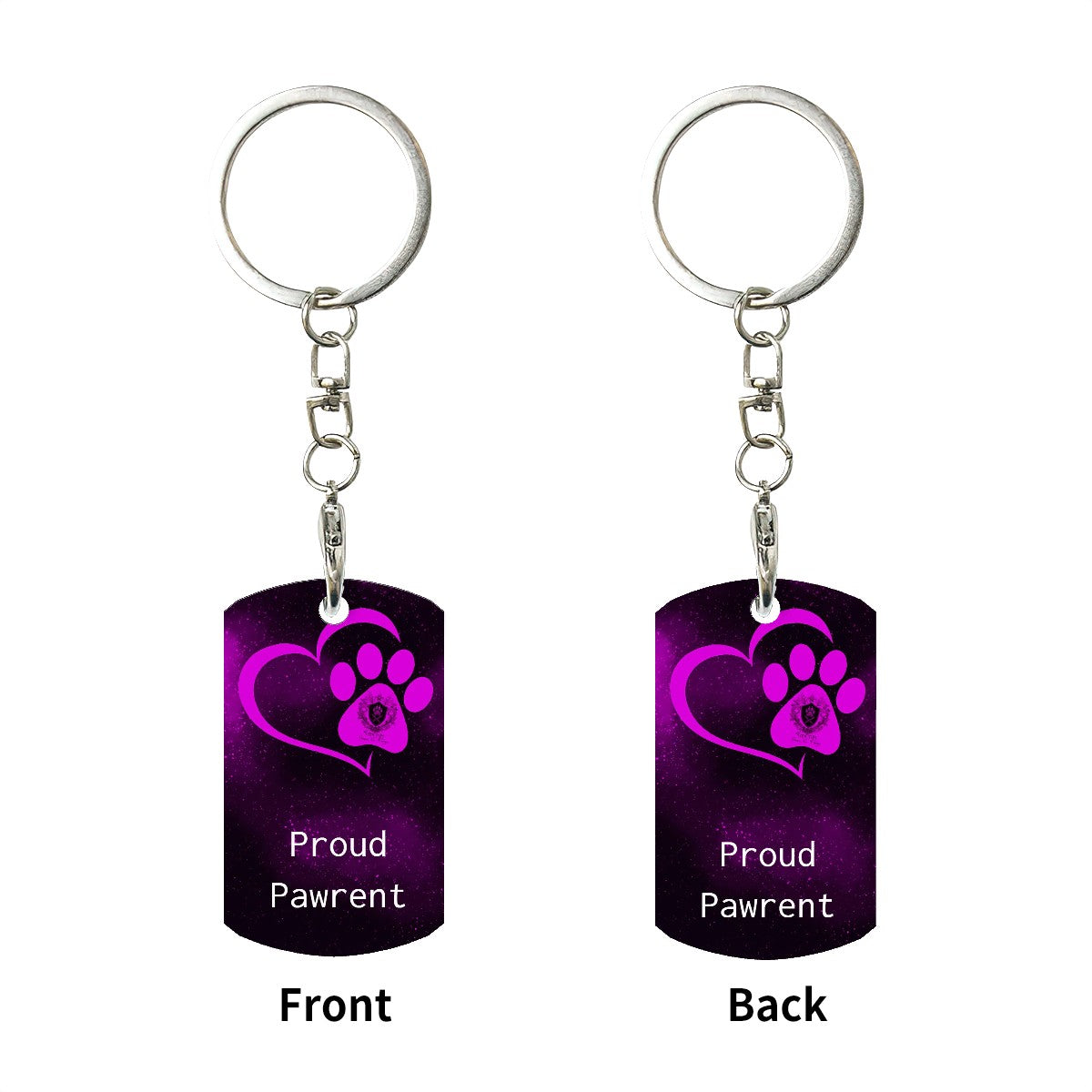 SPF Rectangular Metal Keychain - Proud Pawrent - Pink