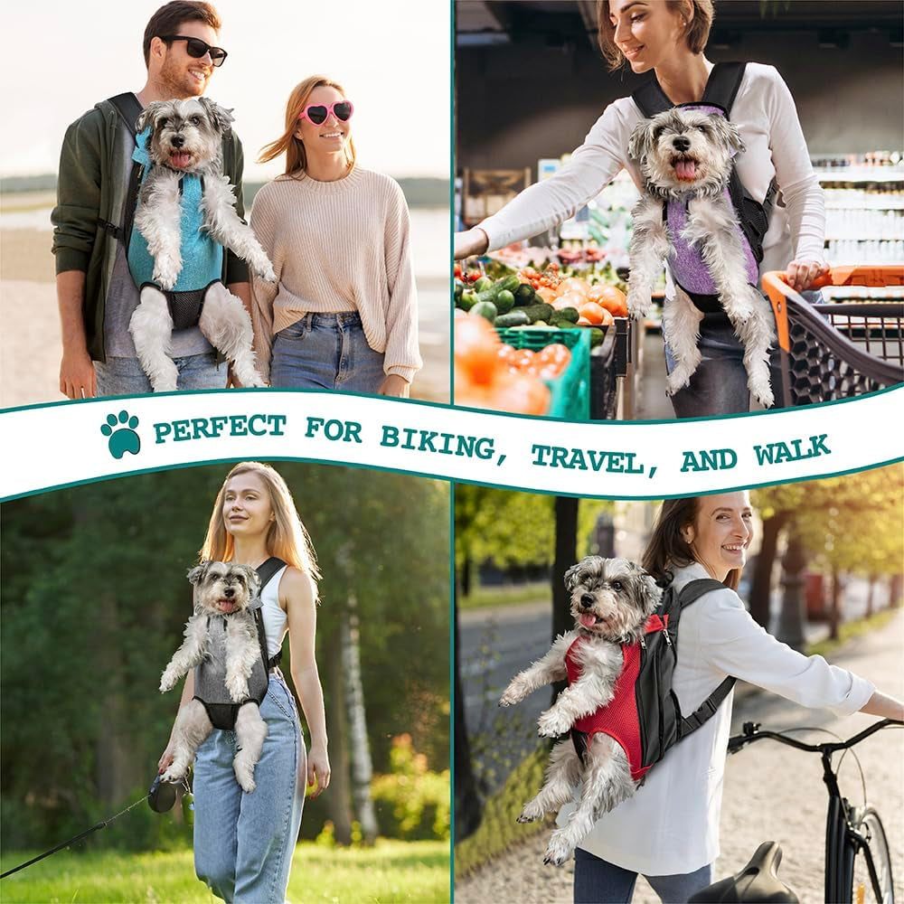 Comfortable Adjustable Dog Carrier Backpack - Ventilated Front Chest Pack for Hiking & Travel, Perfect for Small Dogs & Cats (5-9 lbs) - Stylish Black Design