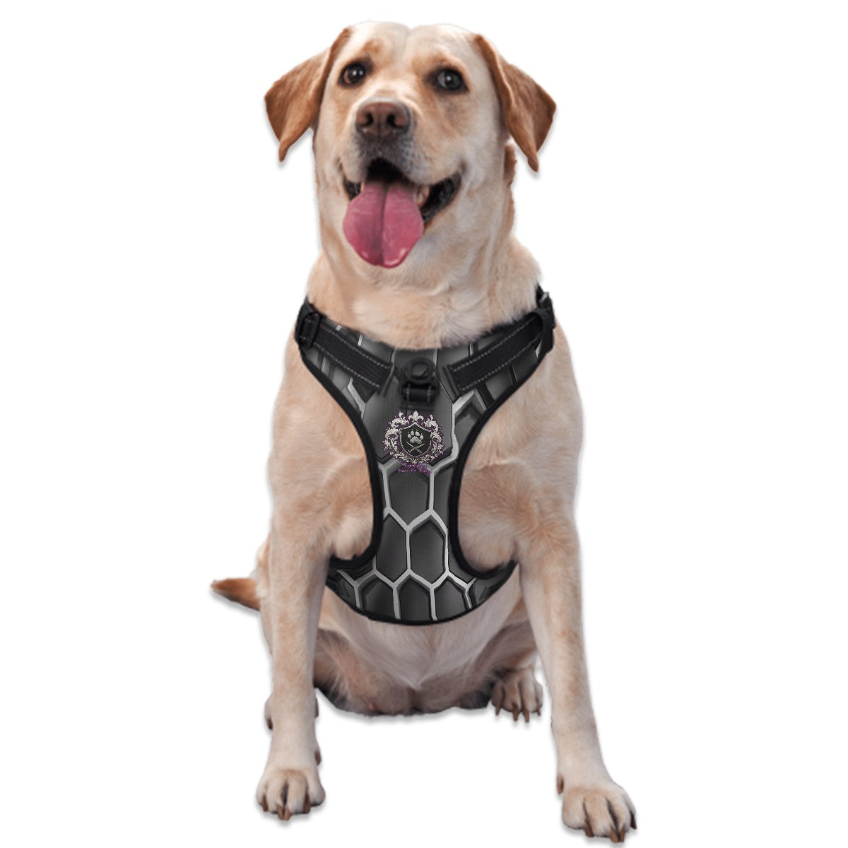 SPF Pet Harness Black & Grey Hexagon