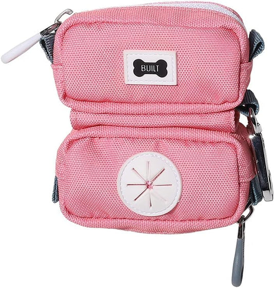 Stylish Duo Leash Bag: Pink & Gray Pet Waste Bag and Treat Holder Combo