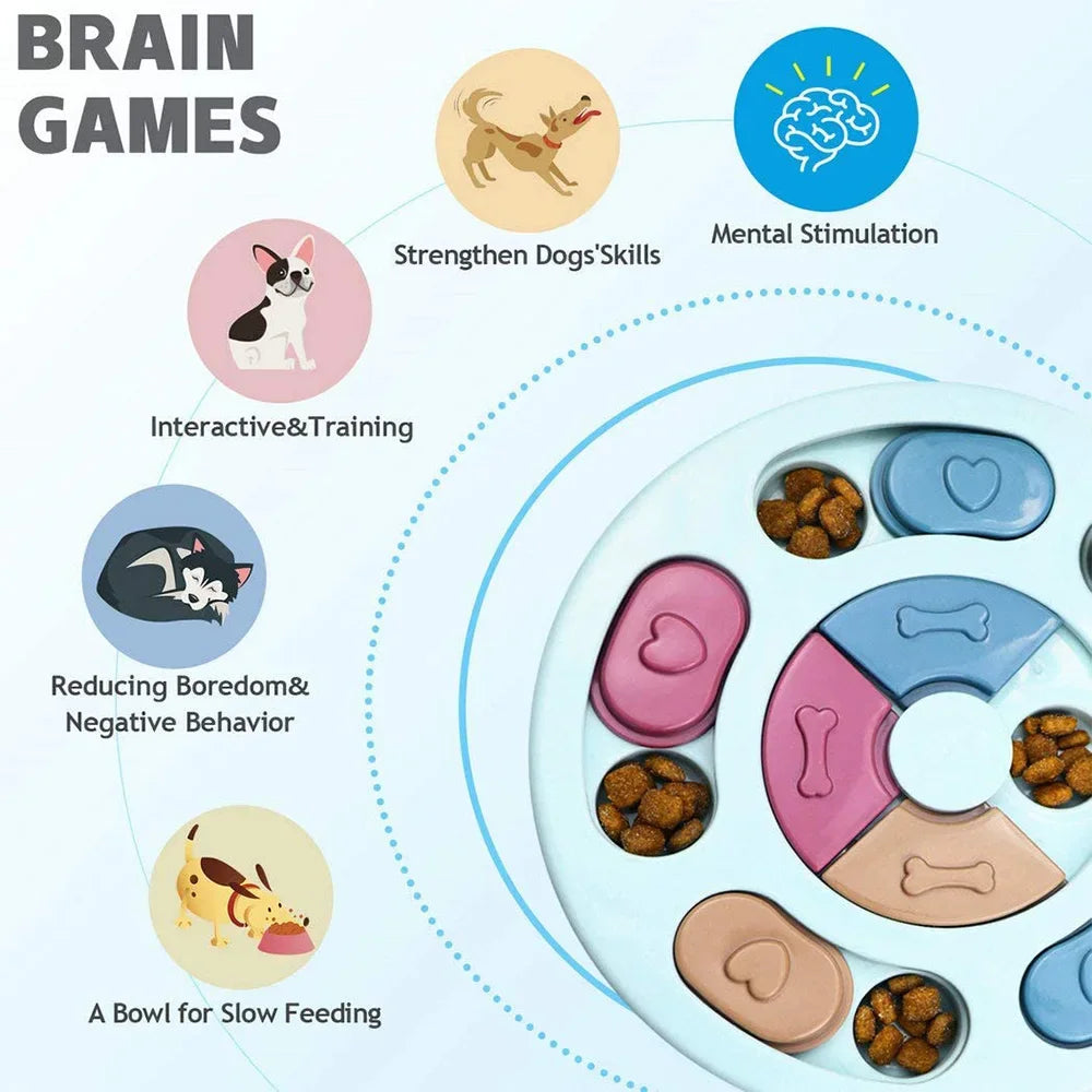 Interactive Dog Puzzle Feeder - Slow Eating Bowl for Cats and Dogs to Boost IQ and Fun!