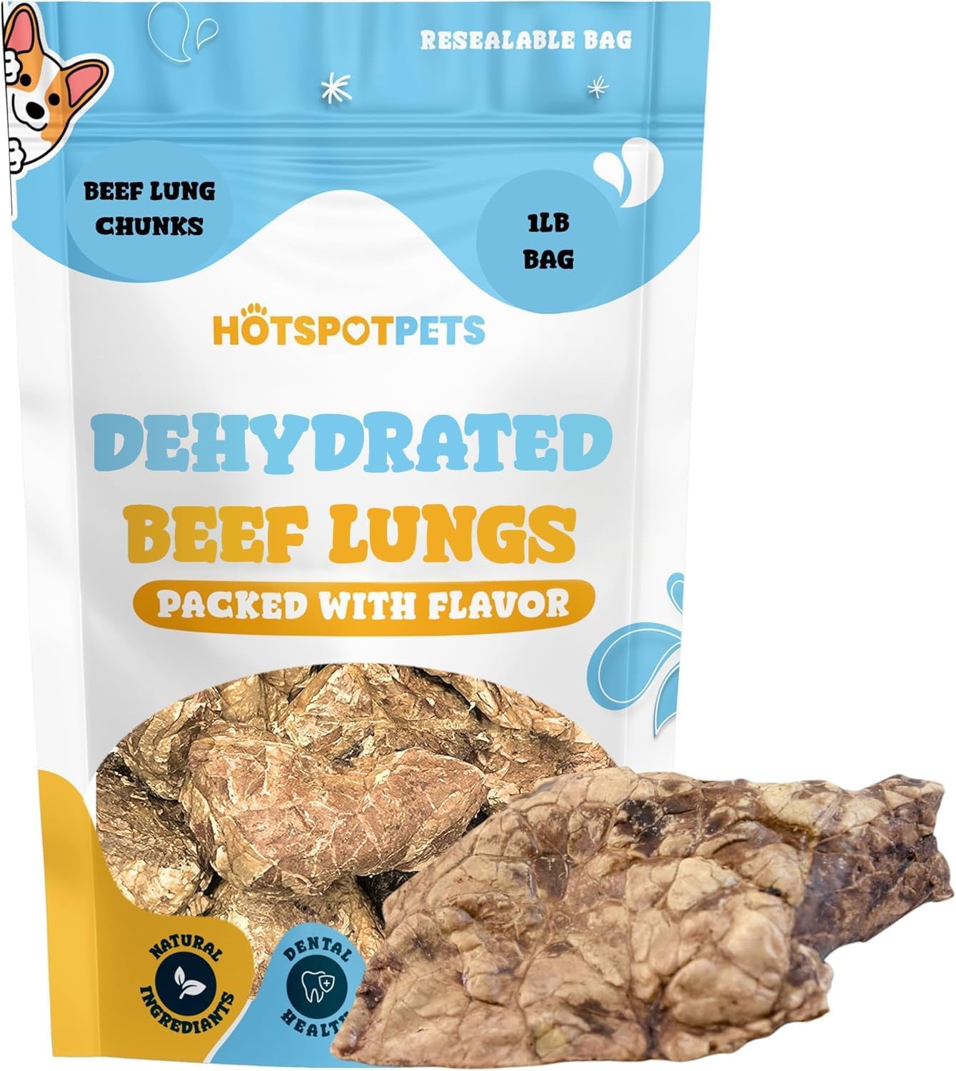 Beef Lung Dog Treats -1 Pound Big Bag - Slow Roasted, All Natural Dehydrated Premium Beef Lung Training Treats for Dogs - High Protein- Rawhide Alternative Snack for All Breeds
