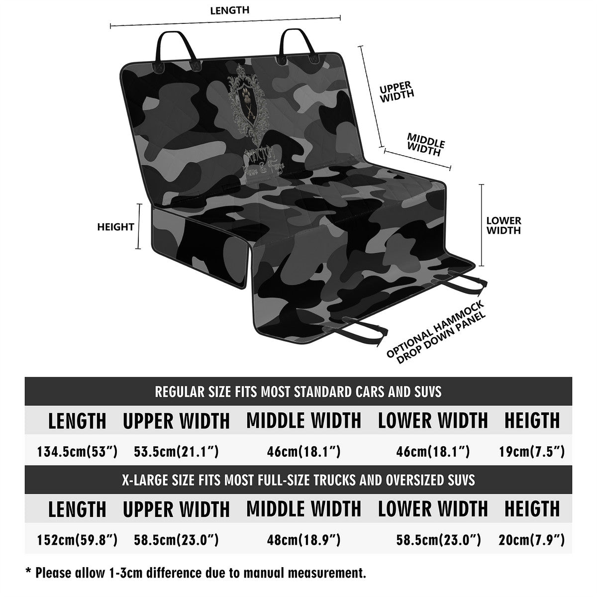 SPF Car Pet Seat Covers - Grey Camo