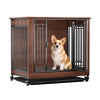 Premium Pet Guardian Gear: Dog Crate Furniture 32" Dog Kennel Furniture Small Dog Kennel Indoor Dog Crates for Small Dogs Wooden Dog Crate with Wheels Tray Feeding Window - Sanctum Paws and Fangs