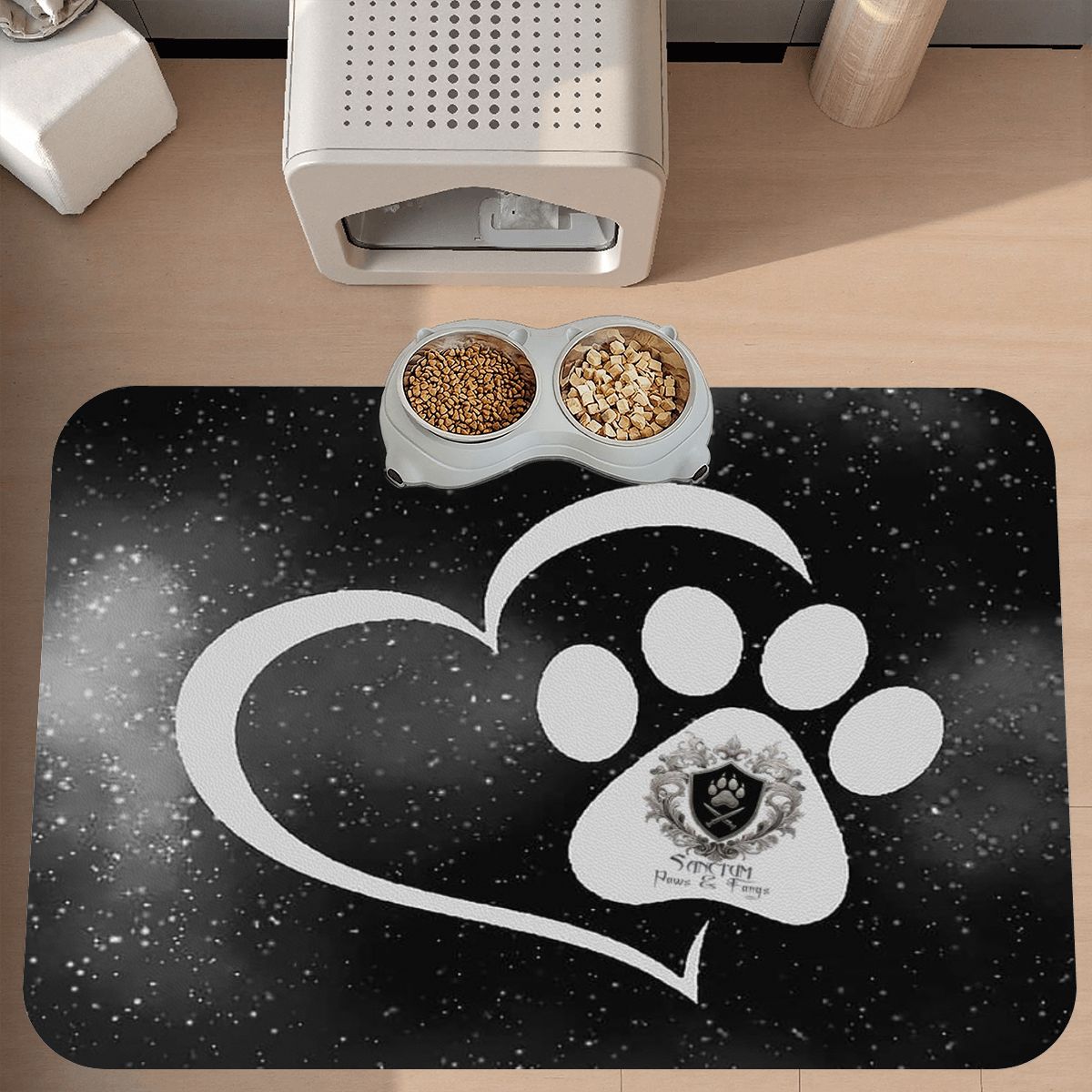 SPF Leather Waterproof Dog Food Mat - Black