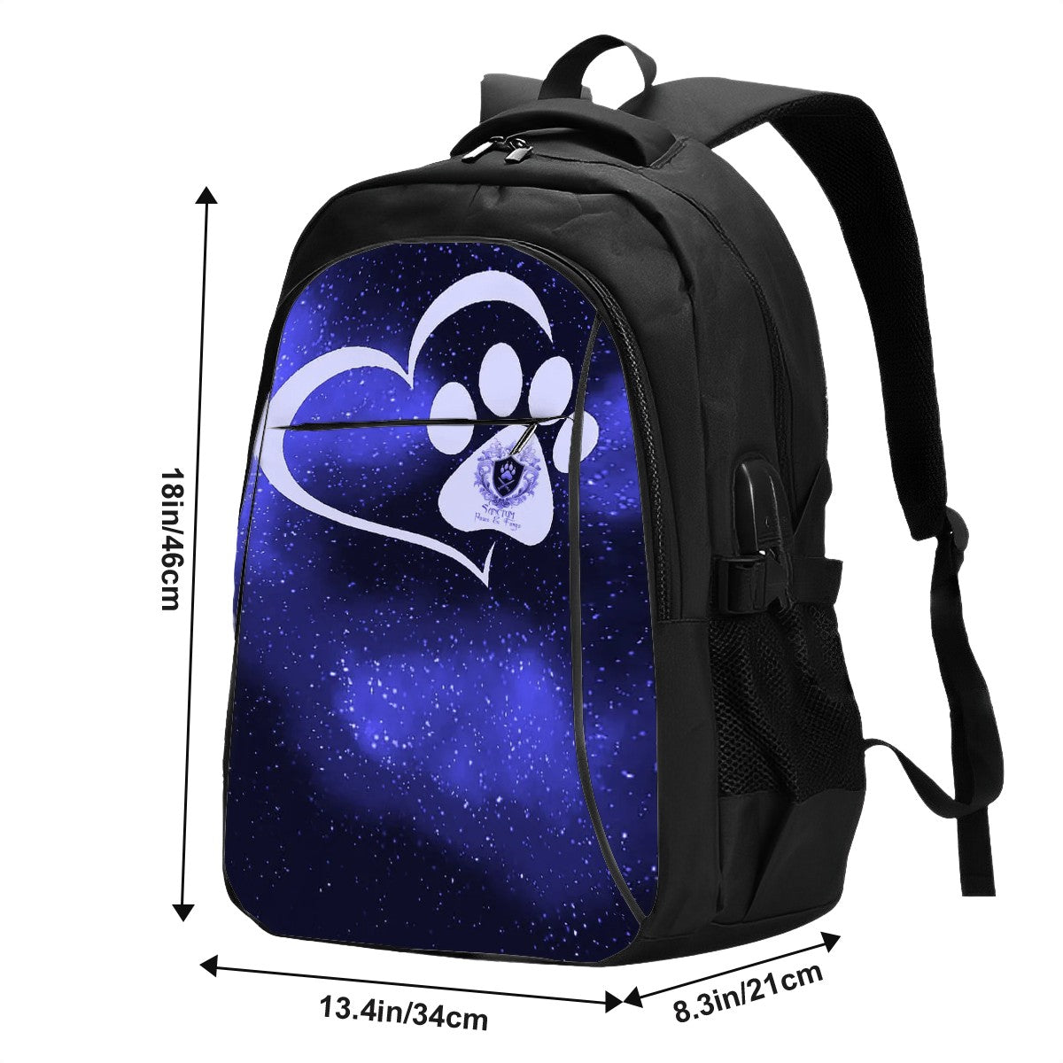 SPF Large Capacity Oxford Travel Backpack with USB Blue & White & Black