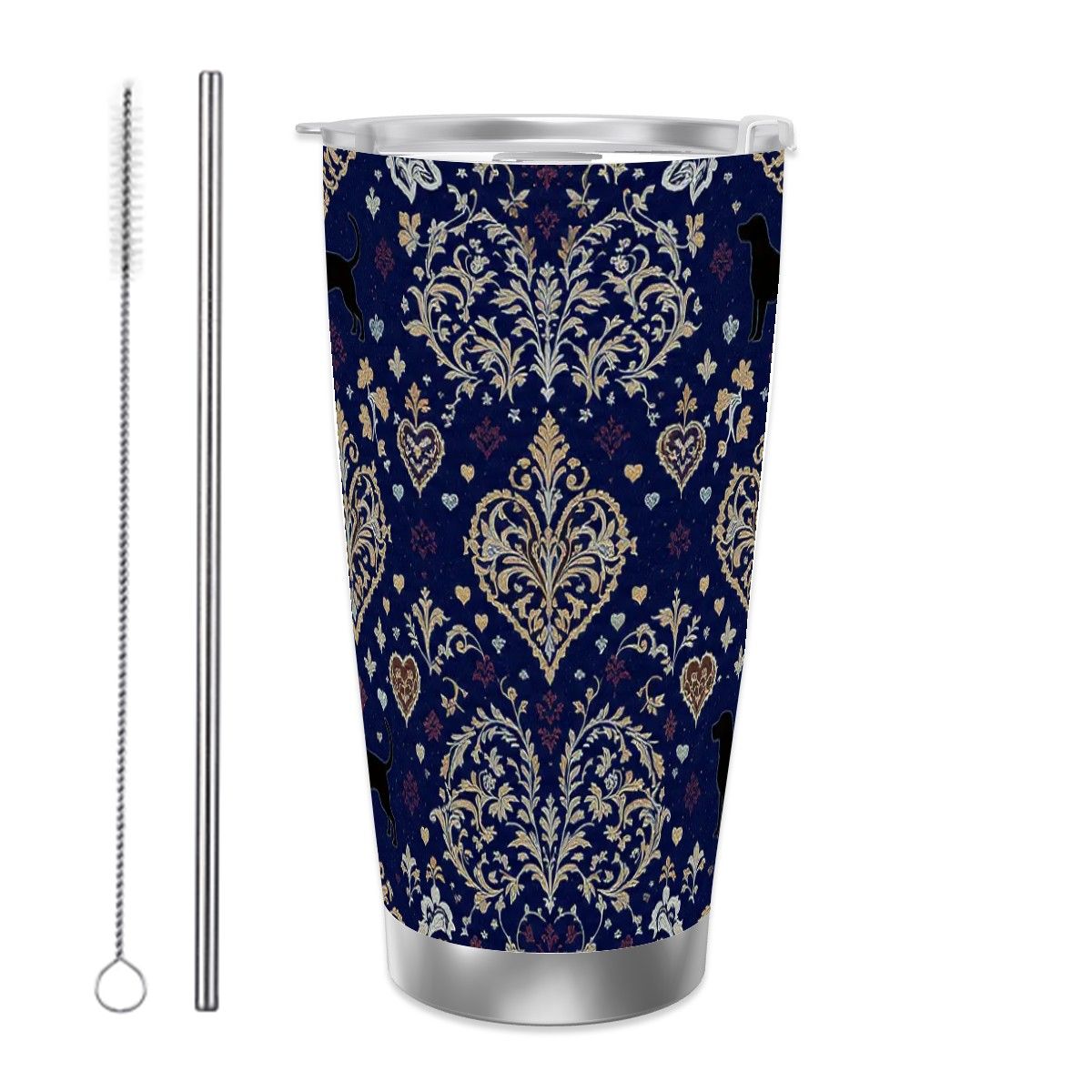 Dogs Love Travel Coffee Mug with Single Silver Edge (20oz) (Collection-2)