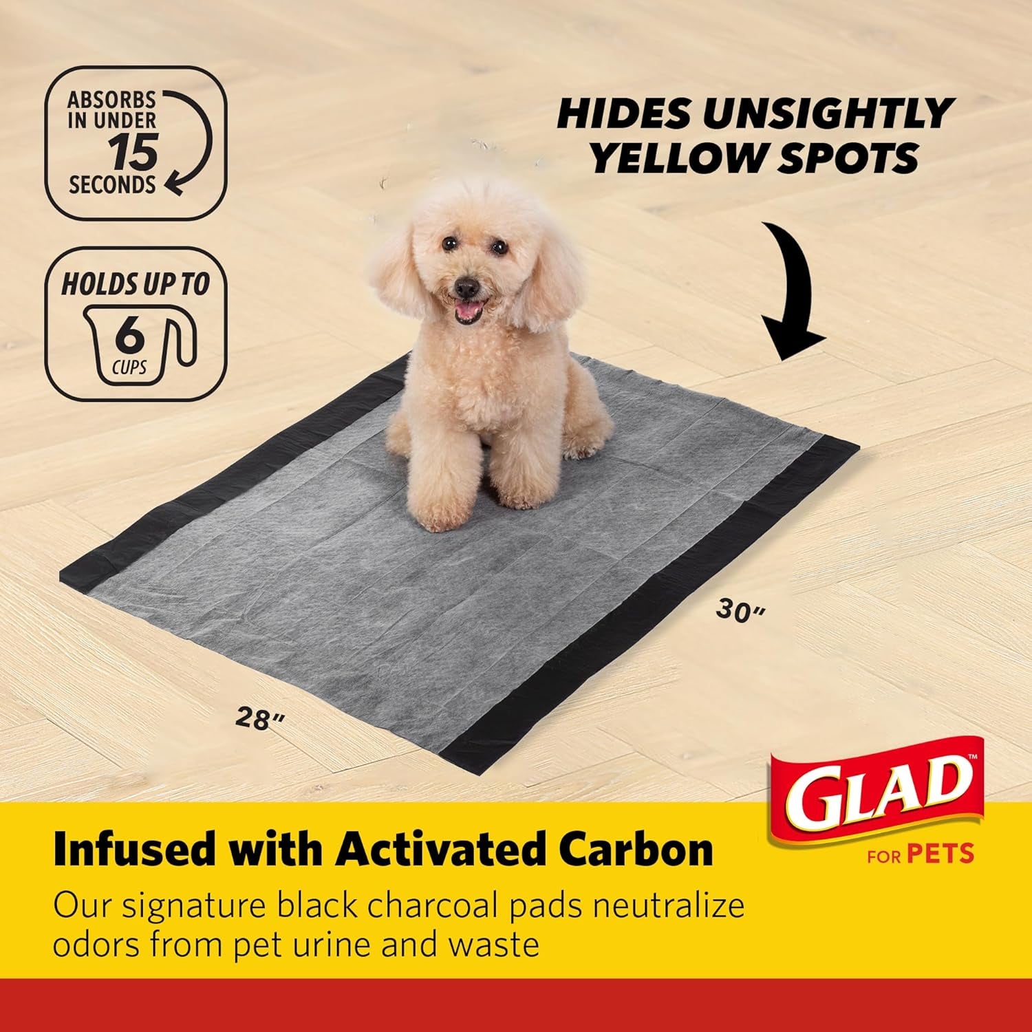 for Pets Extra Large Charcoal Dog Training Pads - Absorbent Disposable Pee Pads for Dogs, Cats & Puppies - Jumbo-Size Potty Pads That Neutralize Urine Instantly - 30 Count Pet Supplies