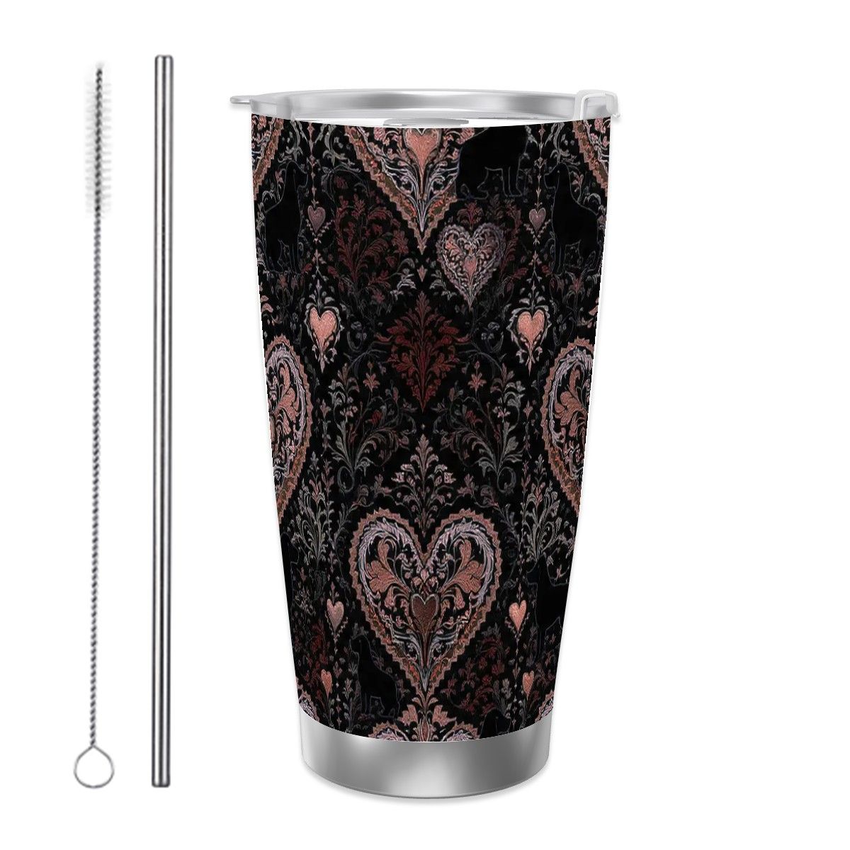 Dogs Love Travel Coffee Mug (20oz) with Silver Edge (Collection-1)