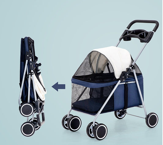 Lightweight Folding Pet Stroller – Universal Multi-Pet Trolley with Easy Installation