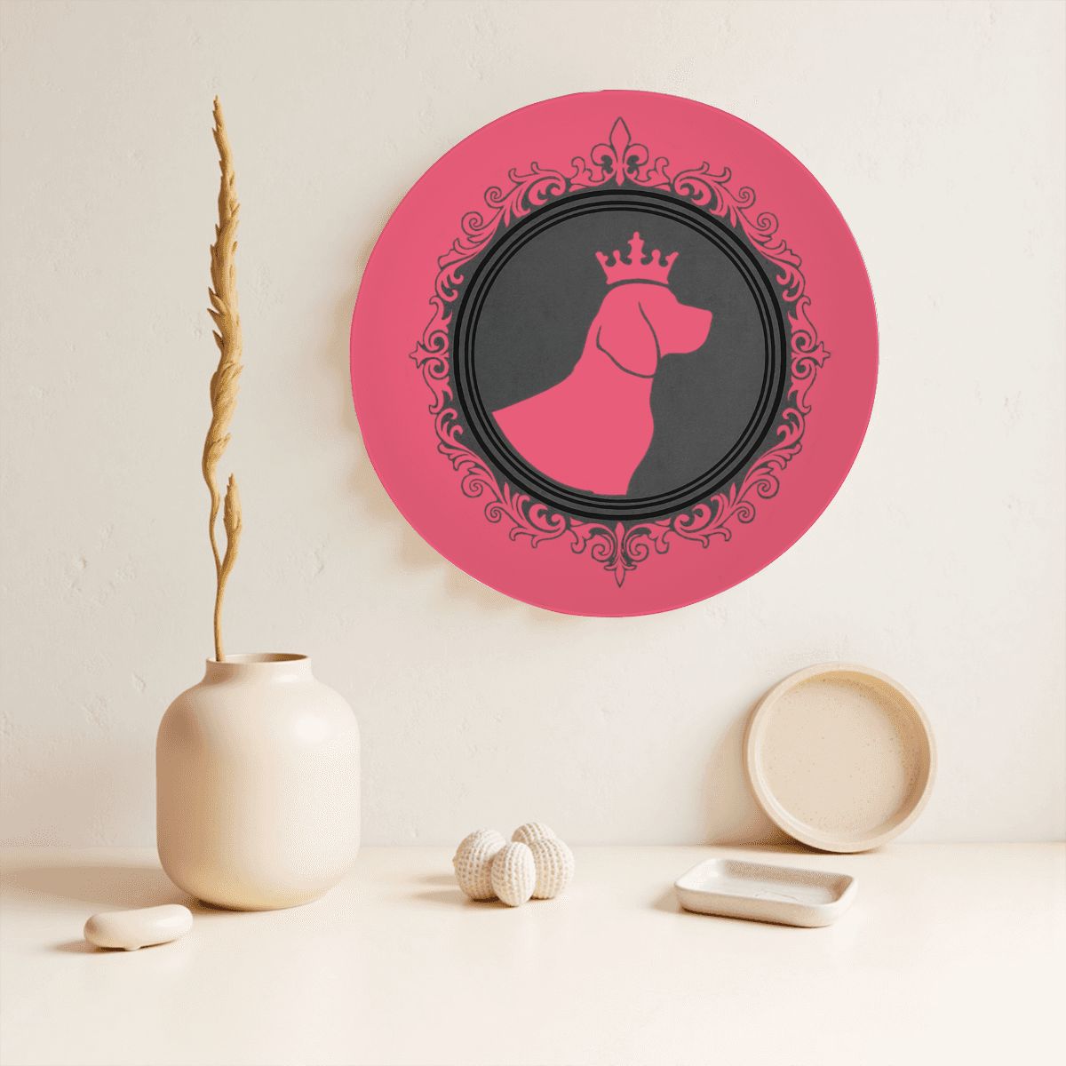 SPF Decorative Plate (King Dog Outline) - Rose
