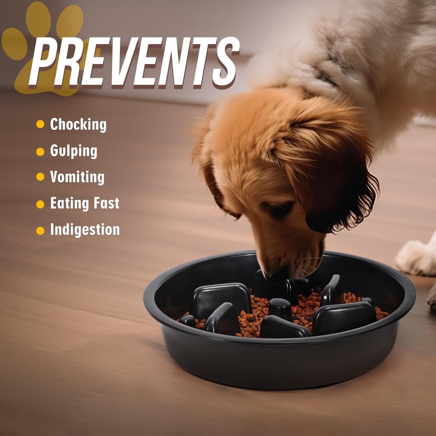 Premium Slow Feeder Dog Bowl - Safe, Non-Slip Maze Design for All Food Types - Perfect for Raised Feeders