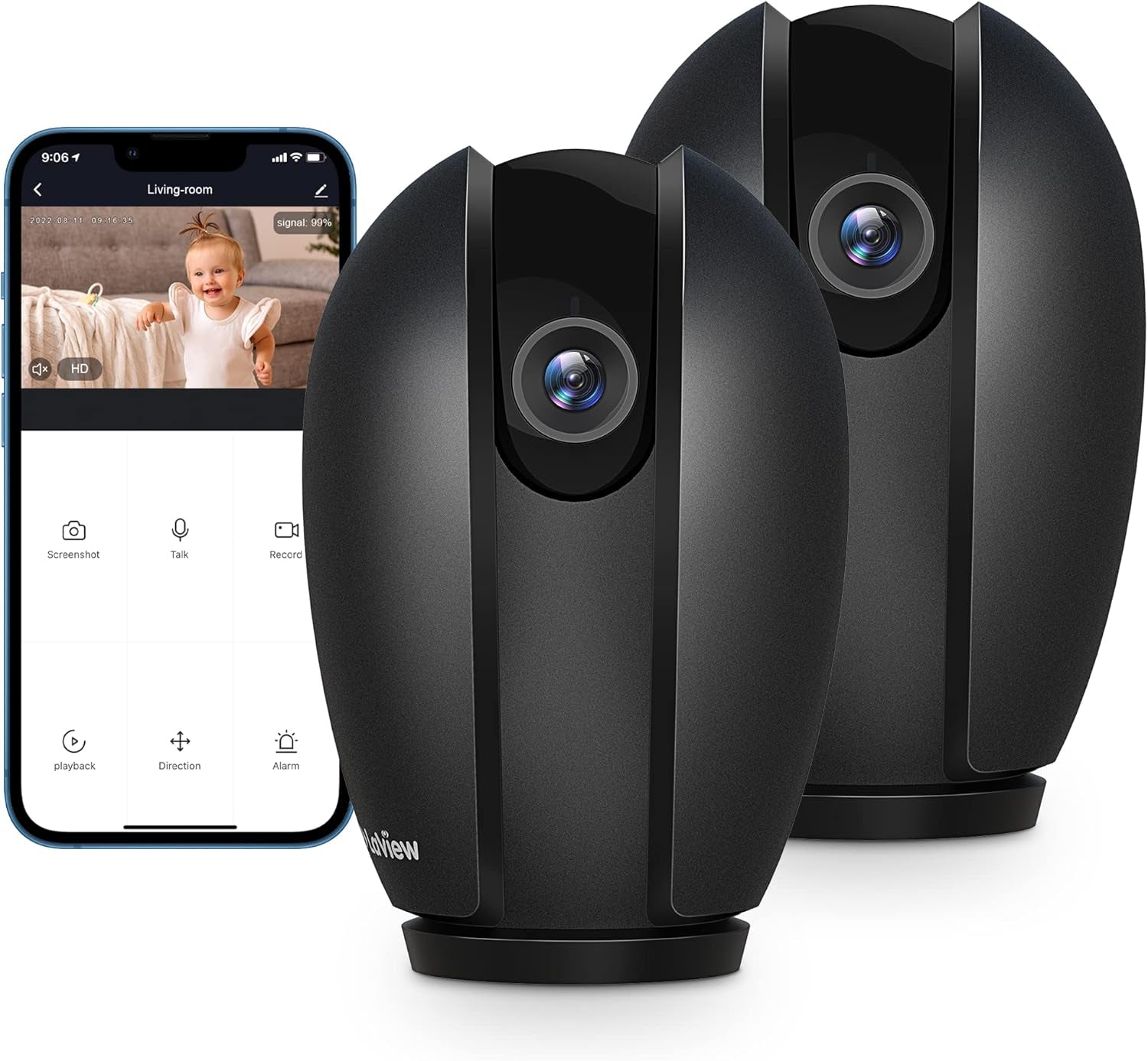 Security Cameras for Home + 2X 32GB SD Cards, PT Home Security Camera System with Motion Detection, Two-Way Audio, Night Vision, Indoor Wifi Camera for Baby/Pet, Alexa, USA Cloud Service