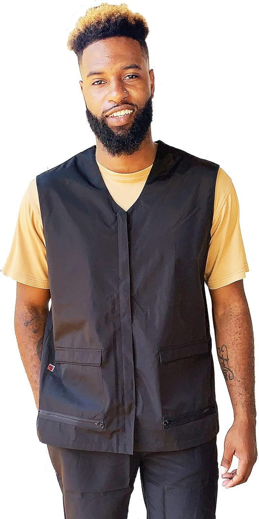 880 – Men'S Black Waterproof Pet Grooming and Styling Vest for Pet Groomers - MESH BACK - (X-Large)
