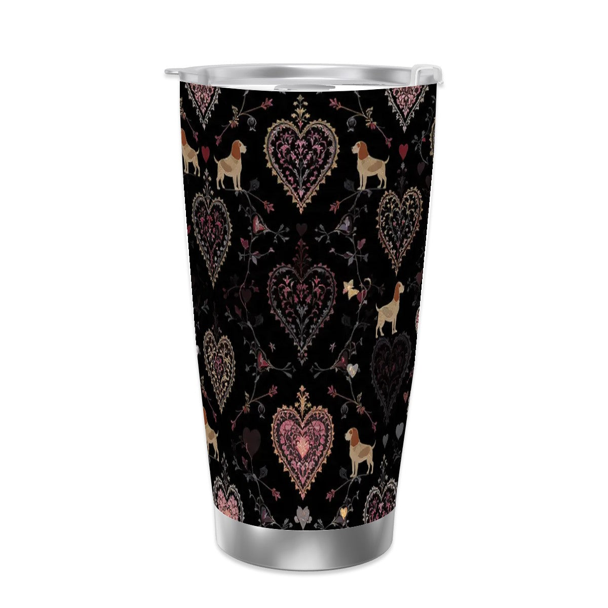 Dogs Love Travel Coffee Mug with Single Silver Edge (20oz) (Collection-2)