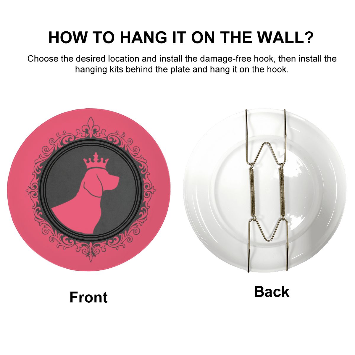 SPF Decorative Plate (King Dog Outline) - Rose