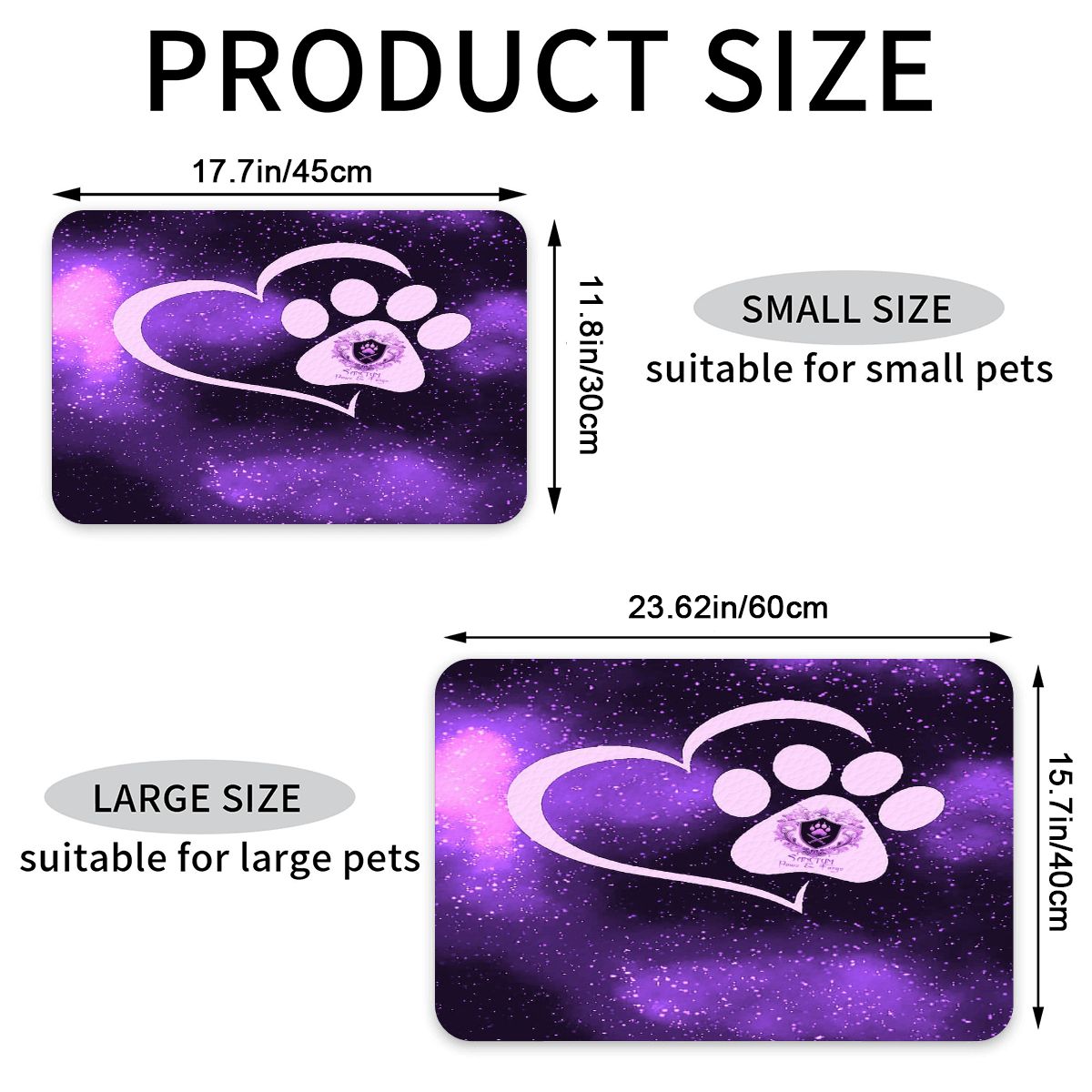 SPF Leather Waterproof Dog Food Mat - Purple