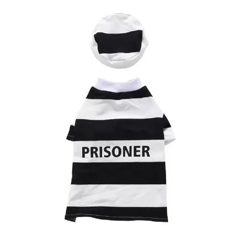 Unleash Your Pet's Inner Rebel with This Adorable Prisoner Costume! 🐾🚔