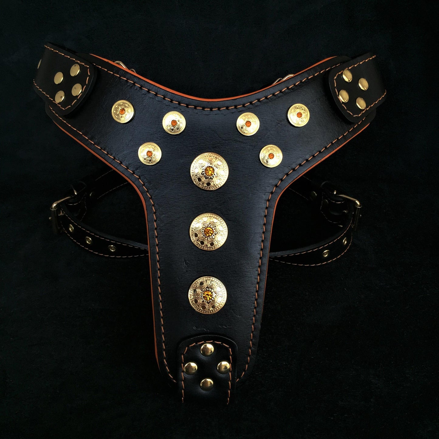 Premium Pet Guardian Gear: 'Bijou'' harness Black & Orange for big dogs - Sanctum Paws and Fangs
