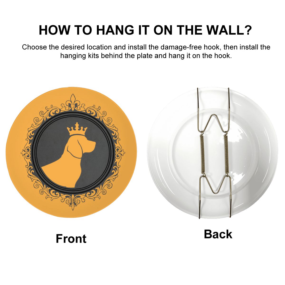 SPF Decorative Plate (King Dog Outline) - Orange