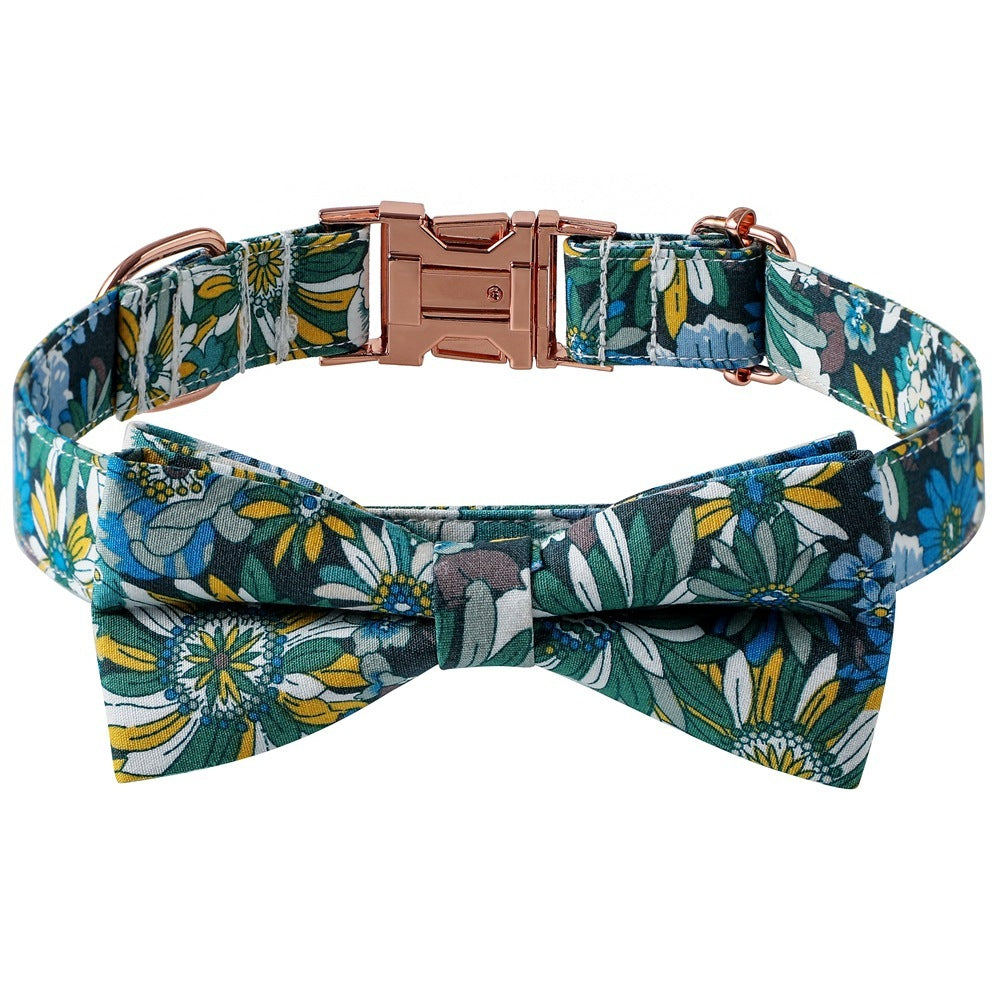 Floral Cotton Dog Collar Rose Buckle