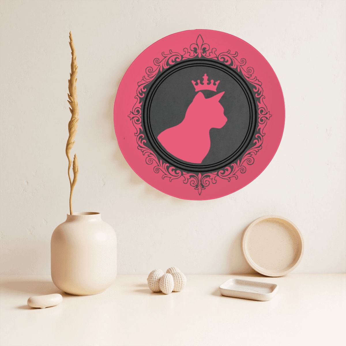 SPF Decorative Plate (King Cat Outline) - Rose