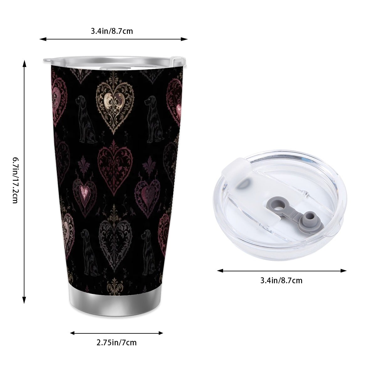 Dogs Love Travel Coffee Mug with Single Silver Edge (20oz) (Collection-2)