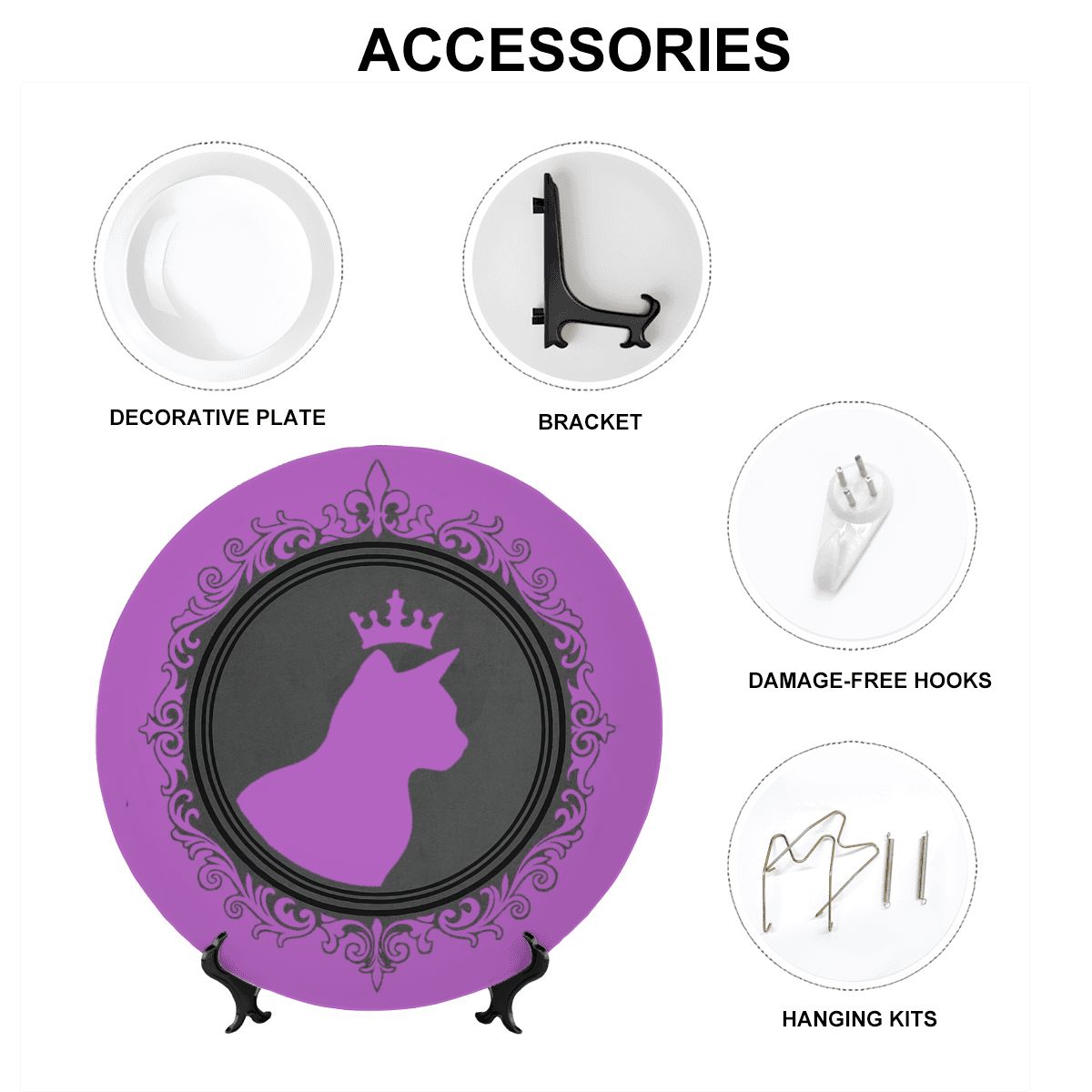 SPF Decorative Plate (King Cat Outline) - Purple