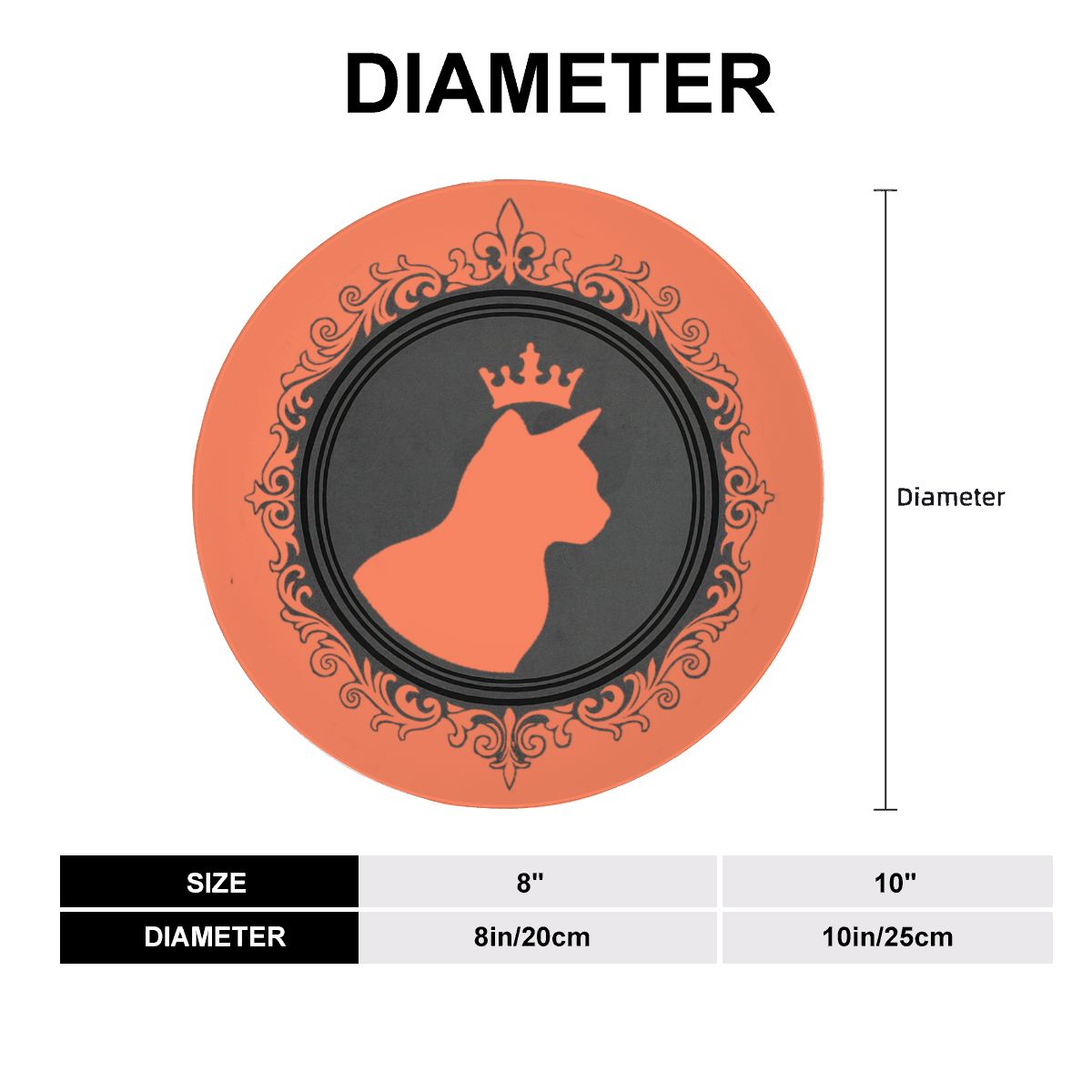 SPF Decorative Plate (King Cat Outline) - Redish Orange
