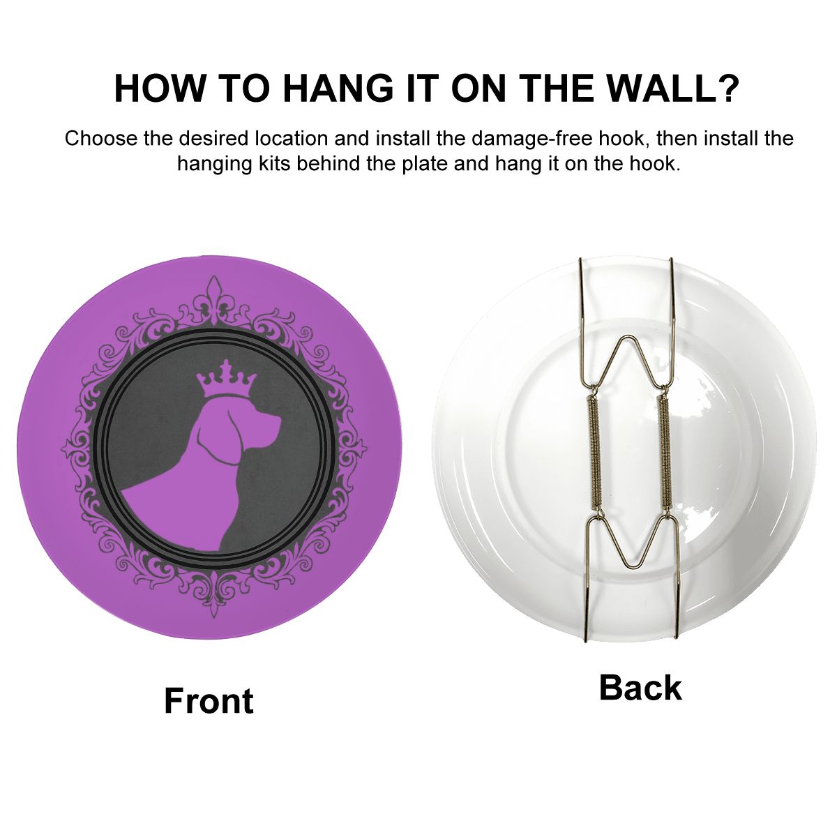 SPF Decorative Plate (King Dog Outline) - Purple