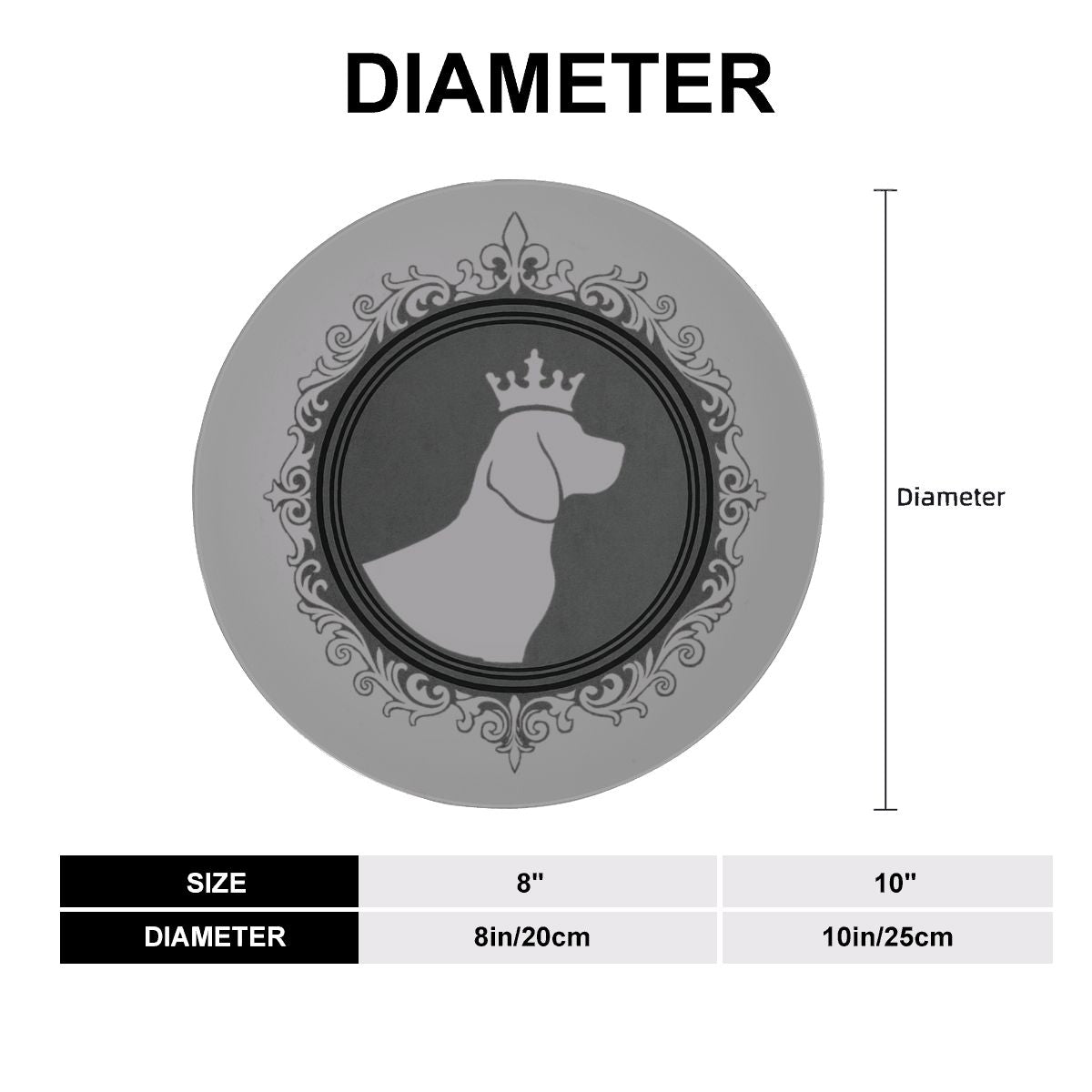 SPF Decorative Plate (King Dog Outline) - Grey