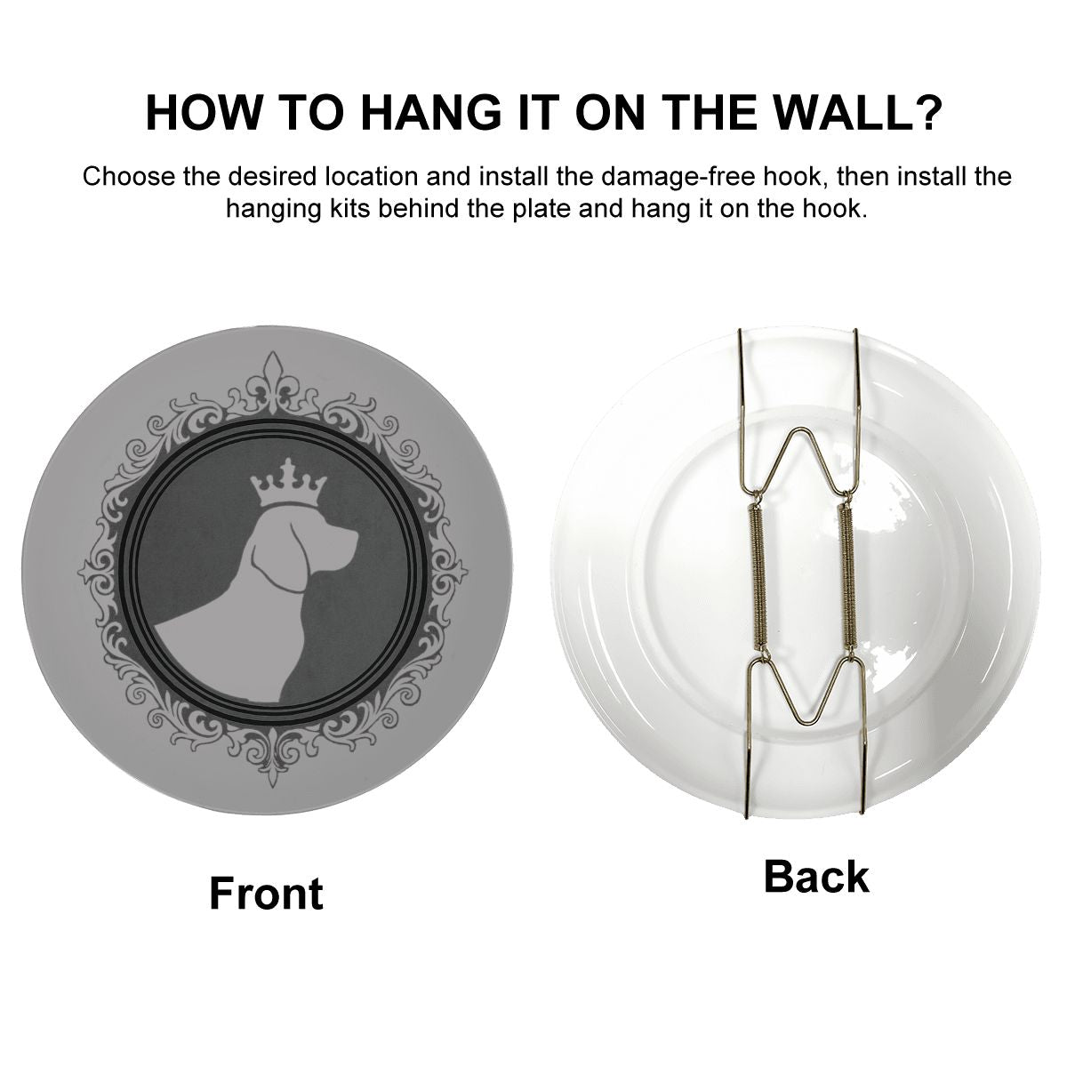 SPF Decorative Plate (King Dog Outline) - Grey