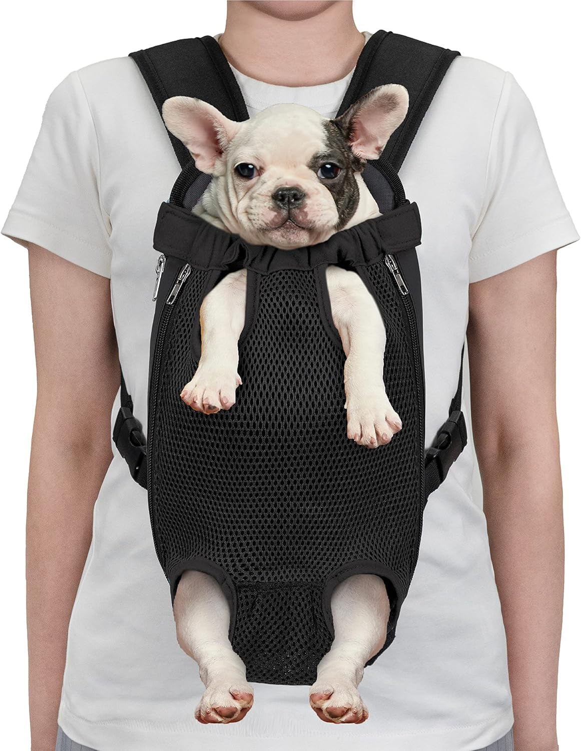 Comfortable Adjustable Dog Carrier Backpack - Ventilated Front Chest Pack for Hiking & Travel, Perfect for Small Dogs & Cats (5-9 lbs) - Stylish Black Design