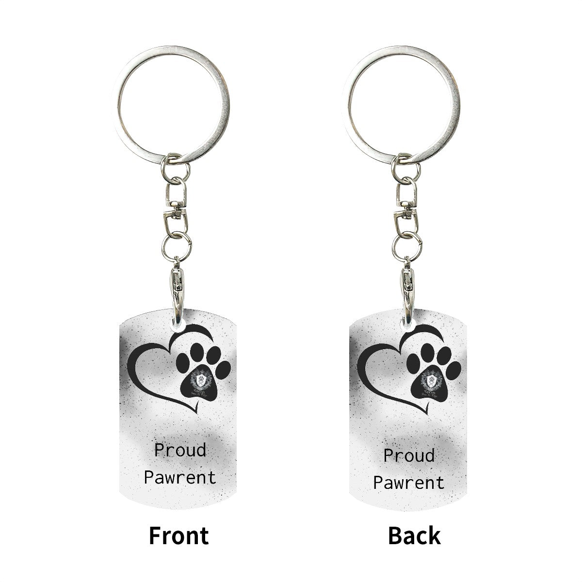 SPF Rectangular Metal Keychain - Proud Pawrent - White