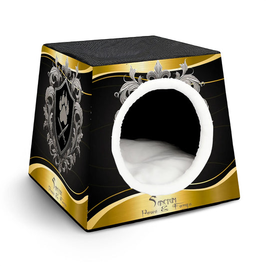SPF Space Capsule Pet Bed - Black & Gold2